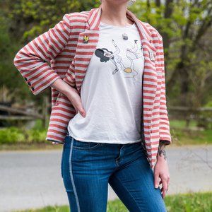 Red & Grey Striped Blazer